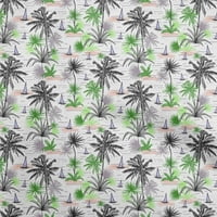 Oneoone Polyester Lycra Green Fabric Sea Life Pattern Craft Projects Decor Fabric Отпечатани от двора широк