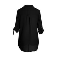 Tklpehg дамски тениска с дълъг ръкав ежедневни ризи с дълъг ръкав с v-образно деколте дами върхове леки свободни годни блузи класически плътни цветове удобни пуловерни ризи черни xxl