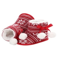 Едно откриване на бебешки коледни снежни ботуши против плъзгане подметка зимна топла козина облицовани обувки