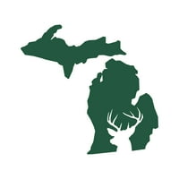 Michigan Deer State Sticker Decal Die Cut - самозалепващ винил - устойчив на атмосферни влияния - направен в САЩ - много цветове и размери - Buck Hunt Hunting Puts Mi