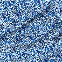 Синя и бяла фантазия флорален максималист мащабен индиго от Spoonflower