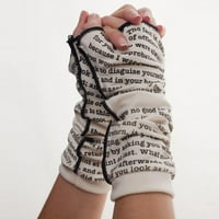 Жени модни букви за печат многоцелеви бутон за ръкавици еластични тънки зимни ръкавици бяло