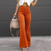 Панталони жени модни жени с висока талия за ежедневни панталони плътни цветове свободни прави панталони за крака жени модни дамски панталони оранжеви XL