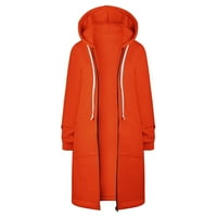 Момичета за връхни дрехи и палта цип зимна мода с дълъг ръкав с твърди качулки оранжеви дрехи с джоб L