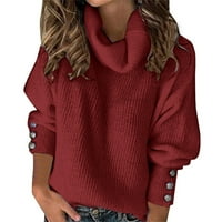 Riforla Ladies Fashion Mode Told Color Turtleneck Плътни цветни копчета за ръкави есен зимен топъл топ женски пуловер пуловер xxxxl