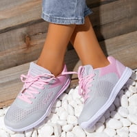 Маратонки за женската модна ежедневна мрежа дишащи маратонки се плъзгат върху обувки розово
