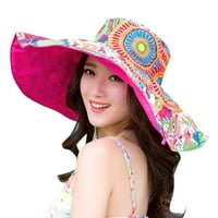 Шапки жени отпечатват двустранни големи краища слама шапка слънчеви флопи широки ръчни шапки плажни шапки