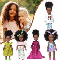 Mchoice красива реалистична черна бебешка кукла черно африканска черна бебешка кукла сладък къдрава черна винил бебешка играчка lifelike bear baby кукли подарък за момичета момчета меко тяло кукла кукла