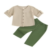 Бебешко момче есенни тоалети се търкалят с къс ръкав с риза + панталони, комплекти за малки деца