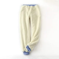 Опасени жени топла шерпа, облицована атлетични суитчъри джогинг панталони от руно панталони солидни еластични талия панталони с джобни сини XL клирънс продажба