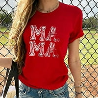Mchoice женски тениски с къс ръкав бейзболни мама ризи ежедневни кръгли шия отпечатани свободни летни върхове блуза тениска