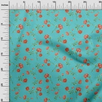 OneOone Cotton Poplin Turquoise Blue Fabric Flower & Leaves Watercolor Sewing Fabric от двора принт Diy Clothing Sheing E Wide
