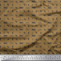 Soimoi кафяв памучен памучен фланелка тъкан декор за насекоми от печат отпечатан двор
