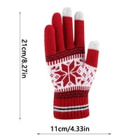 Женски зимен сензорен екран ръкавици Коледни отпечатани топлинни кабелни плета вълна, облицована текстови ръкавици за студено време топли еластични маншетни ръкавици