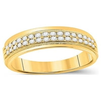 Златна звезда 10kt жълто злато мъжки кръгли диамантени сватбена машина комплект лента пръстен cttw