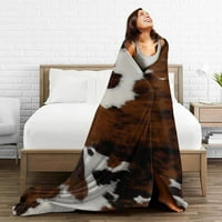 Кафява крава печат комфорт за хвърляне на одеяла ултра меки и пухкави одеяла хвърлете одеяла за диван и хол есента зима и пролет 50 x40