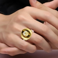 Мъжки пръстени Златни плочи Сребърен дизайнер Христос Глава религиозен пръстен с диаманти и истински тигрови очни очни пръстени за мъже Мъжки пръстени Сребърни пръстени Размери 8,9,10,11,12, мъжки бижута