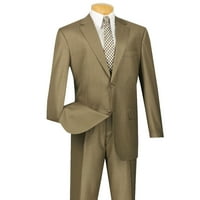 Мъжки Taupe Textured Solid Button Classic Fit Business костюм нов