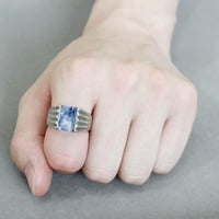 TK - Високо полиран пръстен от неръждаема стомана с полускъпозен содалит в синьо