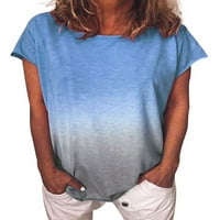 Luxplum жени тий тениска с шия с къси ръкави, удобни горни улични блузи сини s